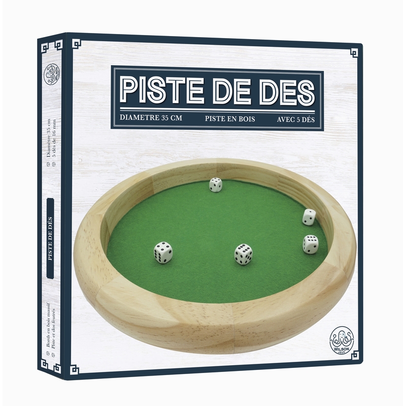 Piste 35cm bois avec 5 dés