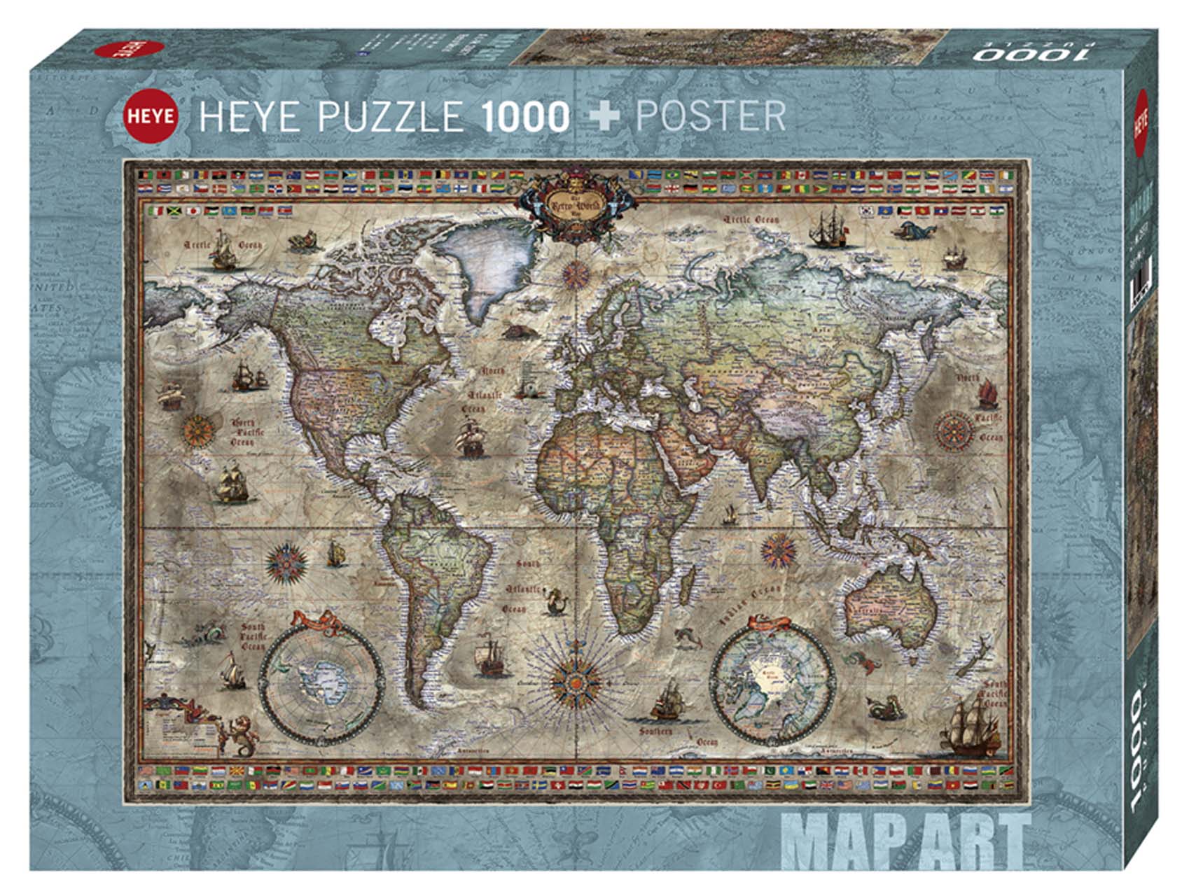 puzzle Retro World Map Art