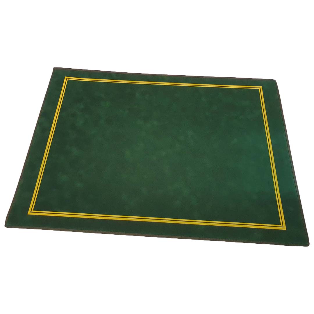Tapis Belote 70x50cm Vert suédine galonnée