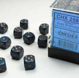 Set de 36 dés 6 faces Bleu Gris/Cuivre opaque
