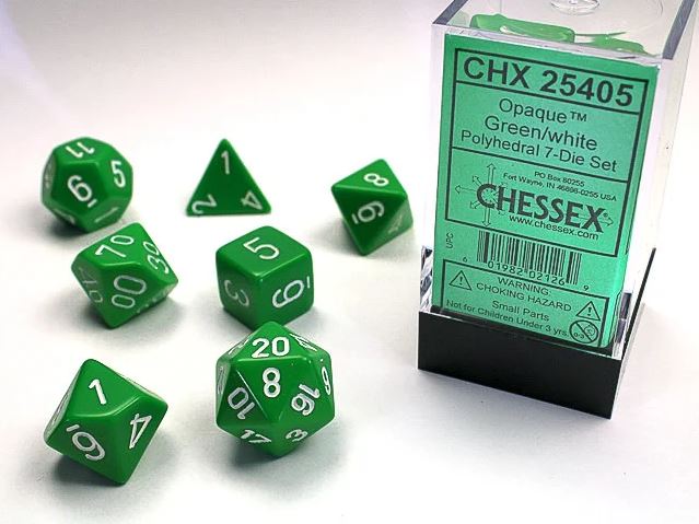 Set de 7 dés - Vert opaque