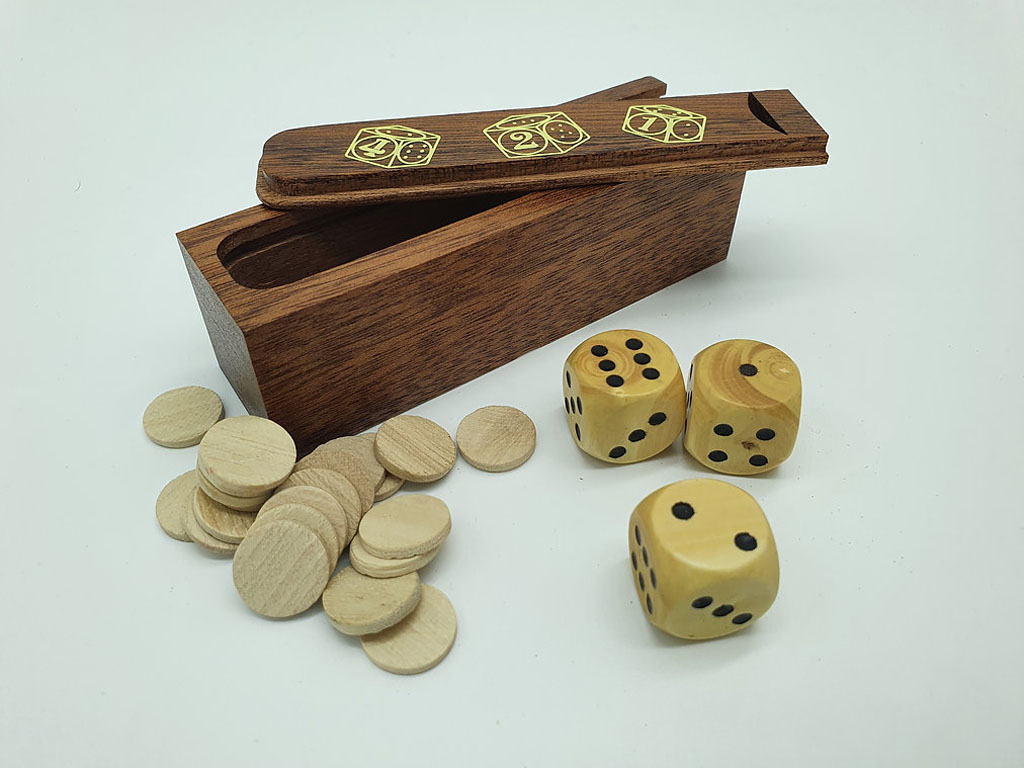 Coffret dés 421 en bois