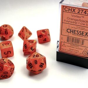 Set de 7 dés - Vortex - Orange/Noir